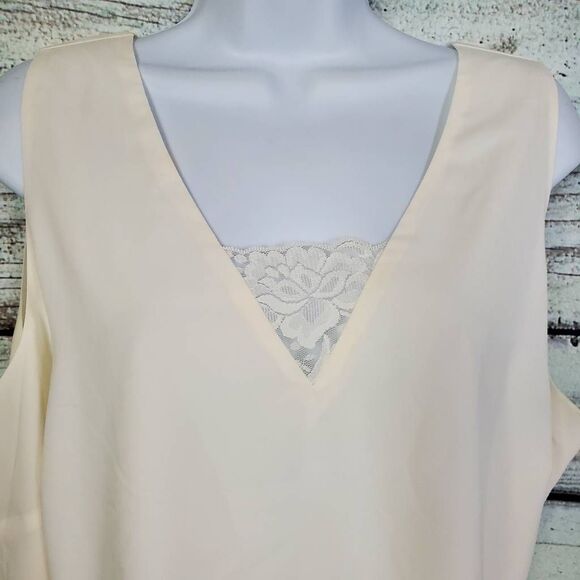 Lane Bryant Cream Crisscross Back Tank Top Size 18 Lined Sleeveless Blouse - Picture 3 of 8